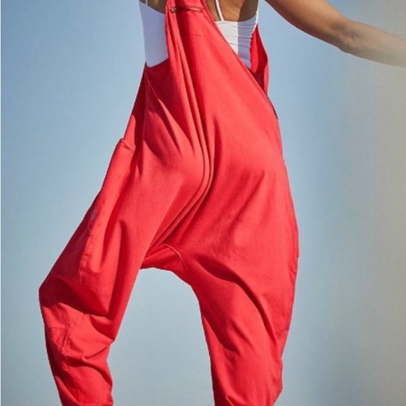 Free People Pants - #437 NWT Free People tomato Red Hot Shot Onesie Jumpsuit with Relaxed Fit.